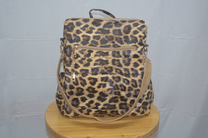 Tan Leopard Convertible Backpack