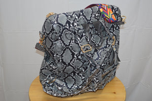 Black Python Print Convertible Backpack