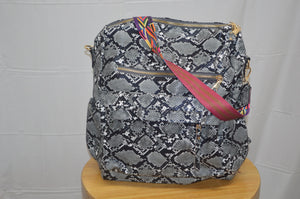 Black Python Print Convertible Backpack