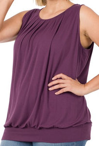 Eggplant Crepe Neck Top