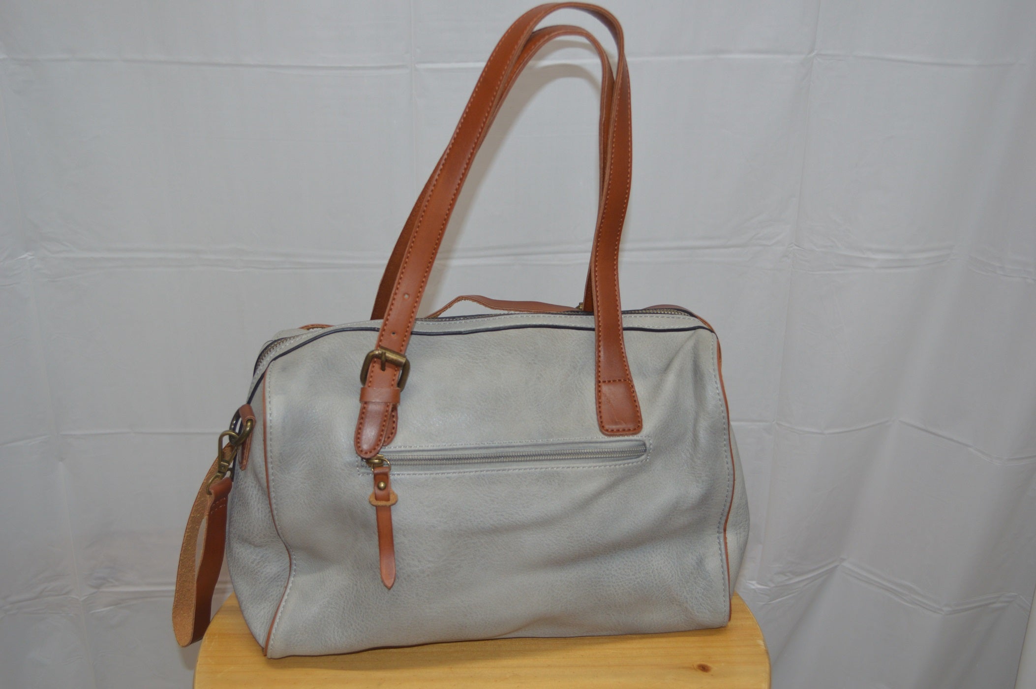 Gray Satchel with Crossbody Strap