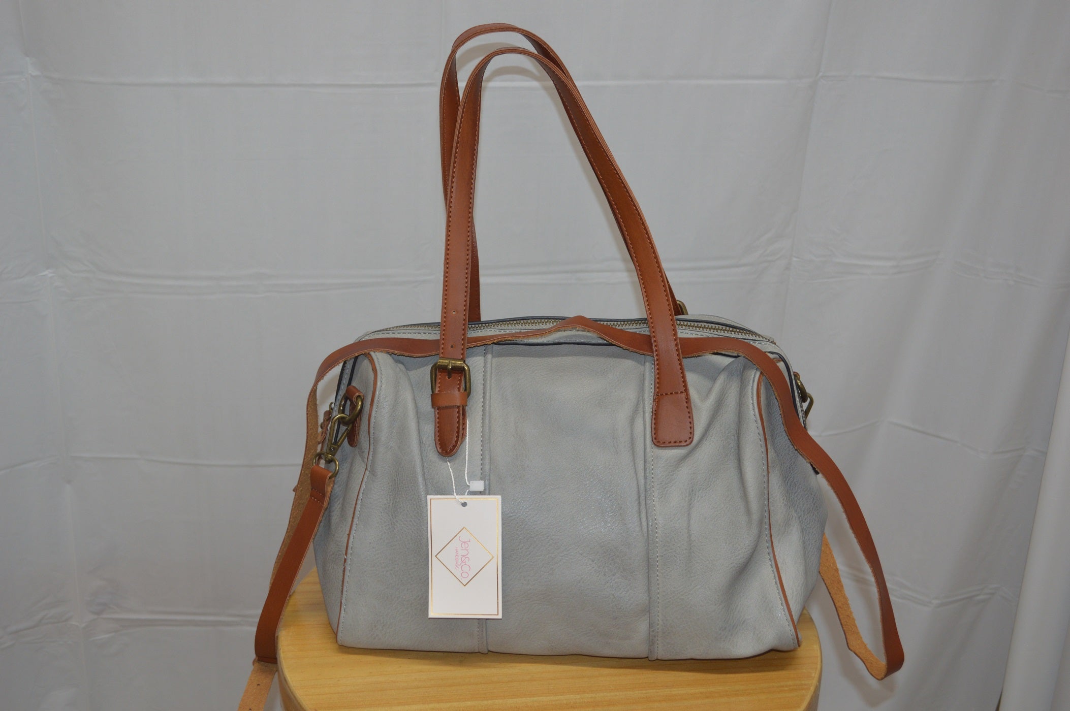 Gray Satchel with Crossbody Strap