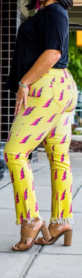 Yellow Lightening Bolt Pants