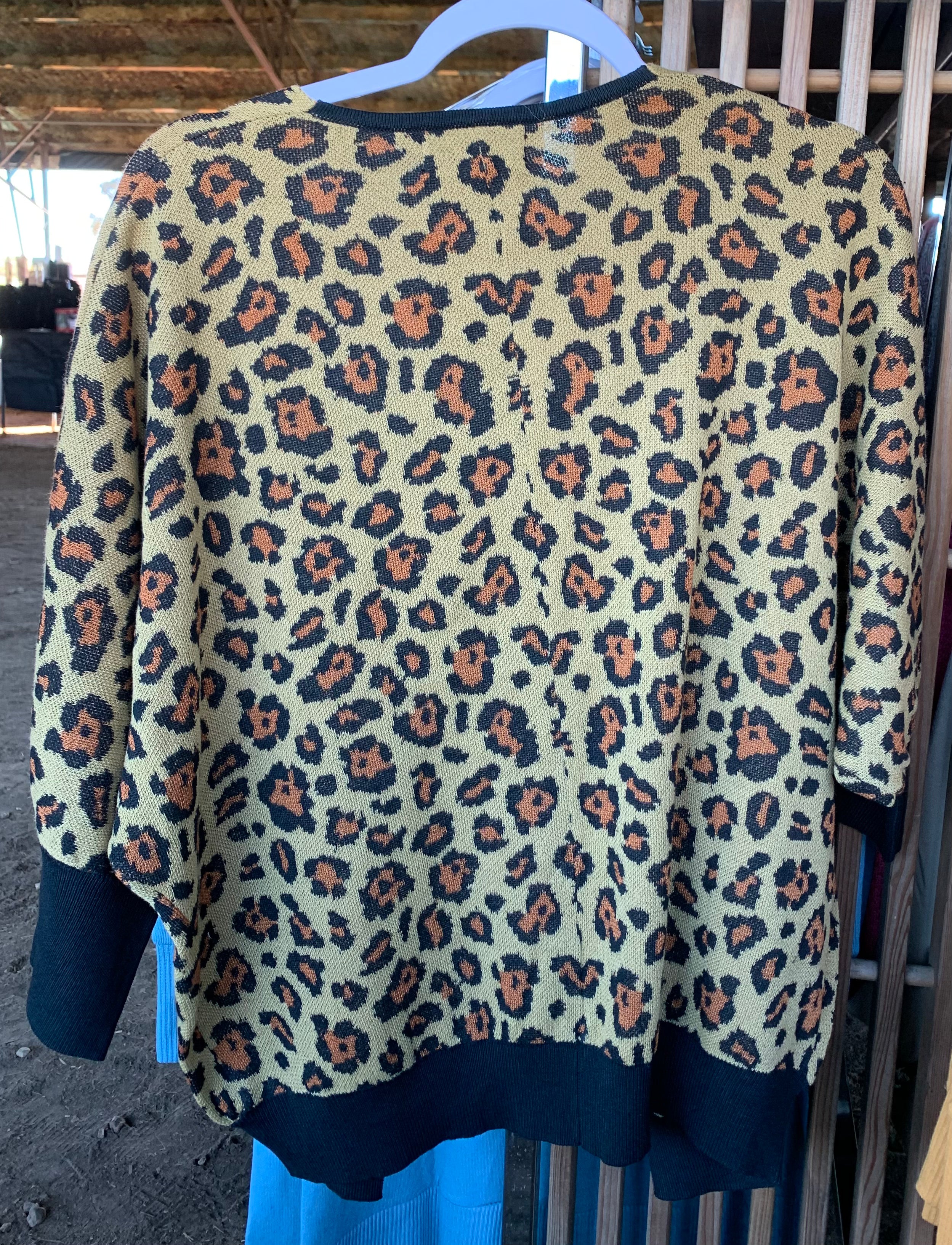 3/4 Sleeve Leopard Cardigan