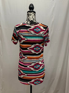 Fuschia Aztec Print T