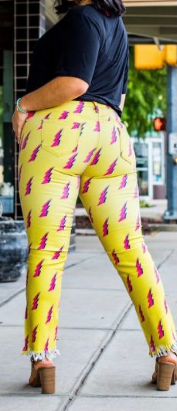 Yellow Lightening Bolt Pants